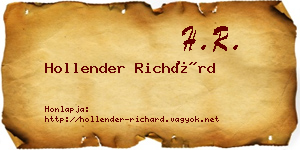 Hollender Richárd névjegykártya